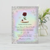 Winter Wedding Beauty Rose Dome Holographic Einladung (Stehend Vorderseite)