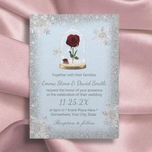 Winter Wedding Beauty Rose Dome Schneeflocken Einladung