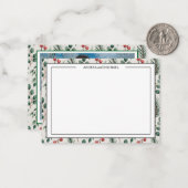 Winter Wedding Berries Sage Photo Thank You Card Mitteilungskarte (Vorderseite/Rückseite Beispiel)