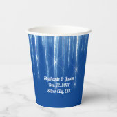 Winter Wedding Blue Icicles Pappbecher (Rückseite)