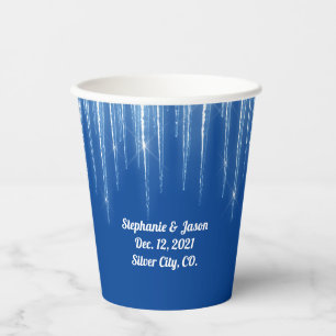 Winter Wedding Blue Icicles Pappbecher
