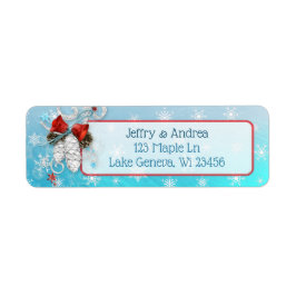 Winter Wedding Blue Pinecones Adress Labels