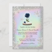 Winter Wedding Blue Rose Blume Dome Holographic Einladung (Vorderseite)