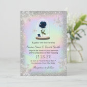 Winter Wedding Blue Rose Blume Dome Holographic Einladung (Stehend Vorderseite)