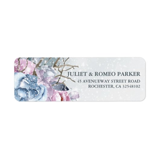 Winter Wedding Blumenschnee Rücksendeadresse Label (Vorne)