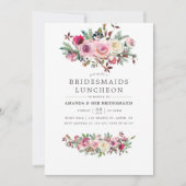 Winter Wedding Bridesmaiers Luncheon Floral Einlad Einladung (Vorderseite)