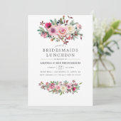 Winter Wedding Bridesmaiers Luncheon Floral Einlad Einladung (Stehend Vorderseite)
