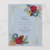 Winter Wedding Burgundy Aquamarin Blue Modern (Vorderseite)