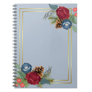 Winter Wedding Burgundy Aquamarin Blue Modern Notizblock