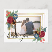 Winter Wedding Burgundy Aquamarin Blue Modern Postkarte (Vorderseite)