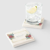 Winter Wedding Burgundy Aquamarin Blue Modern Steinuntersetzer (Seitenansicht)