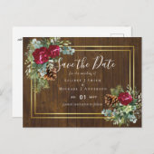 Winter Wedding Burgundy Rose Eukalyptus Postkarte (Vorne/Hinten)