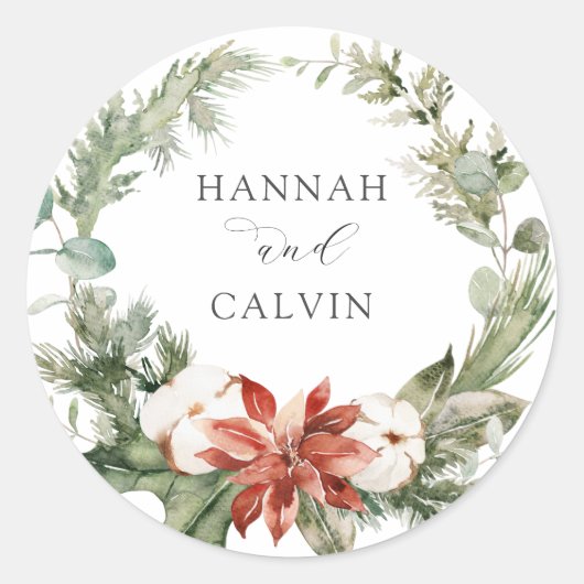 Winter Wedding Classic Round Sticker (Vorderseite)