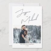 Winter Wedding Dusty Blue Foto Script Save The Date (Vorderseite)