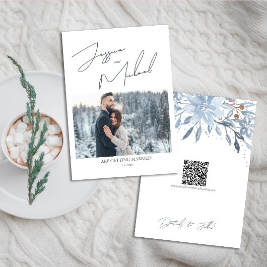 Winter Wedding Dusty Blue Foto Script Save The Date