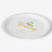 Winter Wedding Elegant Gold Script Mistletoe Pappteller (Schrägansicht)