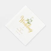 Winter Wedding Elegant Gold Script Mistletoe Serviette (Ecke)