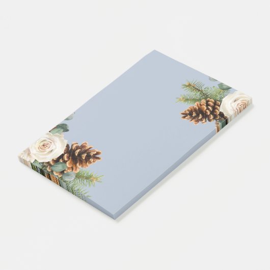 Winter Wedding Eukalyptus Grüne Weiße Rosen Post-it Klebezettel (angewinkelt)