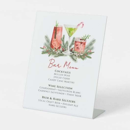 Winter Wedding Festive Drinks Holiday Bar Menu Sockelschild (Vorderseite)