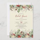 Winter Wedding Floral Berry Brautparty Einladung (Vorderseite)