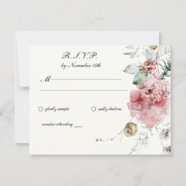 Winter Wedding Floral RSVP Karte
