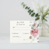 Winter Wedding Floral RSVP Karte (Stehend Vorderseite)