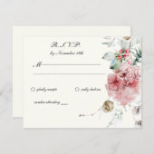 Winter Wedding Floral RSVP Karte (Vorne/Hinten)