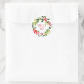 Winter Wedding Floral Wreath | Vielen Dank Runder Aufkleber (Tasche)