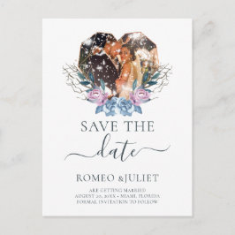 Winter Wedding Foto Herzform Ankündigungspostkarte