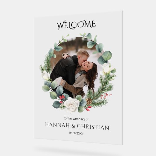 Winter Wedding Foto Willkommen Acrylschild (Winkel)