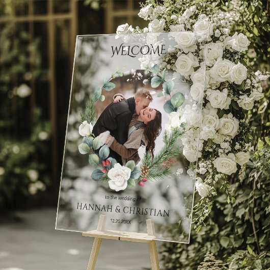 Winter Wedding Foto Willkommen Acrylschild
