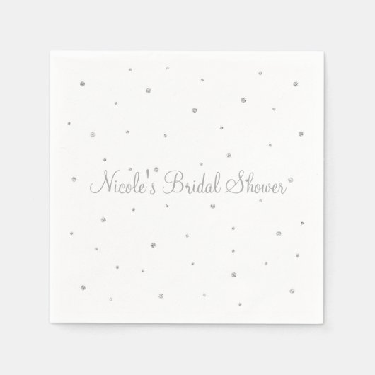 Winter Wedding Glam Silver & White Dots Party Serviette (Vorderseite)