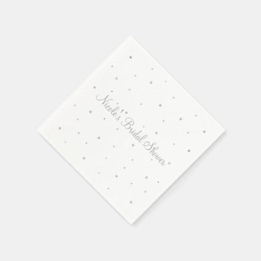 Winter Wedding Glam Silver & White Dots Party Serviette (Ecke)
