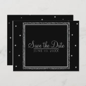 Winter Wedding Glam Silver & White Save the Date Ankündigungspostkarte (Vorne/Hinten)