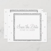 Winter Wedding Glam Silver & White Save the Date Ankündigungspostkarte (Vorne/Hinten)