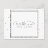Winter Wedding Glam Silver & White Save the Date Ankündigungspostkarte (Vorderseite)