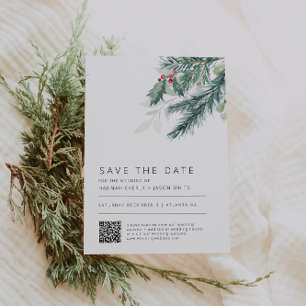 Winter Wedding Greenerity QR Code Save the Date Einladung