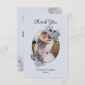 Winter Wedding Hand Drawn Floral Foto Dankeskarte (Vorne/Hinten)