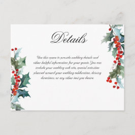 Winter Wedding Holly Berry Details Postkarte