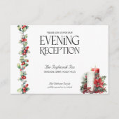 Winter Wedding Holly Candles Red Berries Empfang Begleitkarte (Vorderseite)