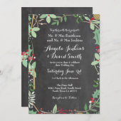 Winter Wedding Holly Chalk Feiertag einladen Einladung (Vorne/Hinten)