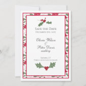 Winter Wedding Holly Save the Date Card (Vorderseite)