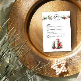 Winter Wedding Holly und Kerzen RSVP Karte