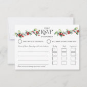 Winter Wedding Holly und Red Berries Entrée RSVP Karte (Vorderseite)