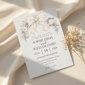 Winter Wedding Invitation with Cream Bow and Flora Einladung