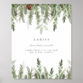Winter Wedding Ladys Badezimmer Basket-Zeichen Poster (Vorne)