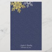 Winter Wedding Menu Card für Navy Blue Gold Snowfl (Rückseite)