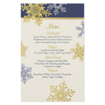 Winter Wedding Menu Card für Navy Blue Gold Snowfl