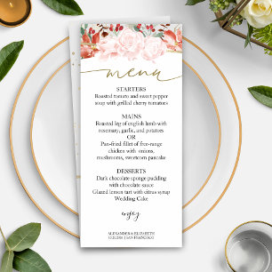 Winter Wedding Menu Card Gilded Watercolor Floral