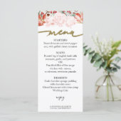 Winter Wedding Menu Card Gilded Watercolor Floral (Stehend Vorderseite)